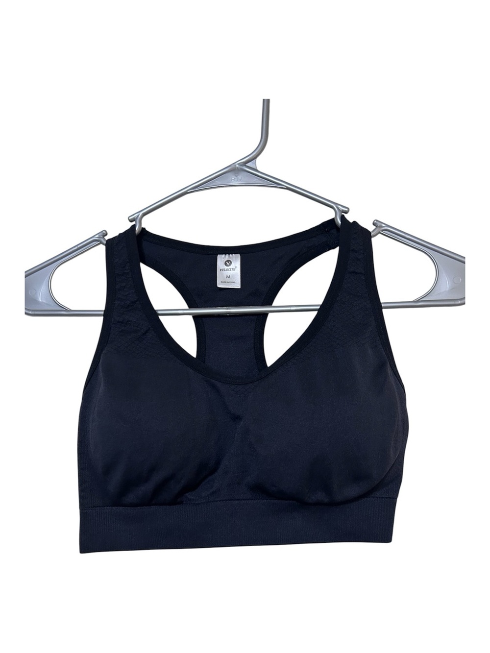Velocity Seamless Mesh Racerback Activewear Sports Bra Black Size M